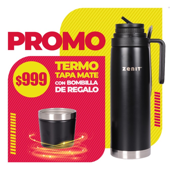 PROMO Termo 1 Lt Tapa Mate + bombilla