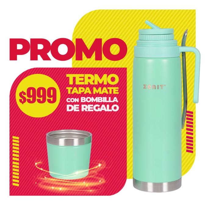 PROMO Termo 1 Lt Tapa Mate + bombilla