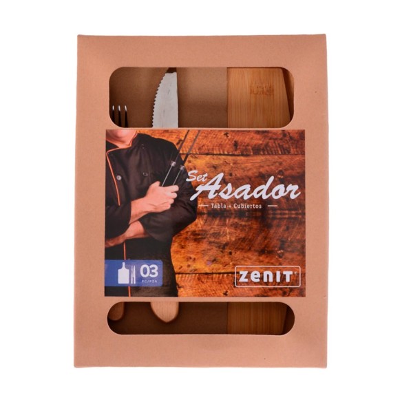 Set Asador Tabla + Cubiertos - Zenit